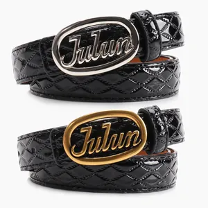 Women's Retro Patent Leather Belt Fashion Diamond Lattice Quilted Waist Strap Alloy Letter Buckle Versatile Decorative Belt