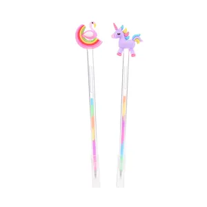 Cute cartoon unicorn and flamingo multi-color gel pens with rainbow ink for students