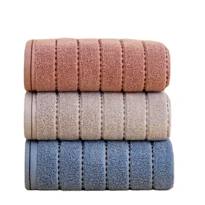 Three-piece set of absorbent solid color cotton face towels in Morandi colors