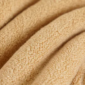 Set di asciugamani in cotone marrone chiaro con trama a riccio morbida ed elevato assorbimento