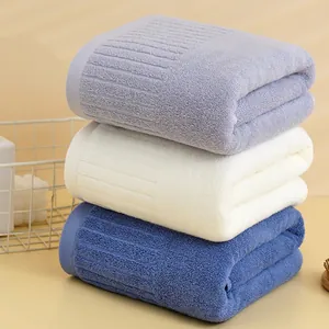 Asciugamano da Bagno Assorbente in Puro Cotone Con Bordo in Satin Minimalista Morbido Panno in Spugna Decorazione a Righe Per Casa Bagno Adulti
