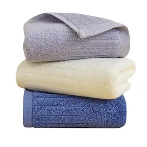 Set di asciugamani in cotone spesso assorbente viola, beige e blu navy, texture morbida