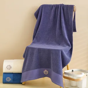 Lussuoso Telo da Bagno e Asciugamano in Puro Cotone Ispessito Assorbente Morbido Stile Europeo Ricamo Corona Logo S per Bagno Casa Hotel