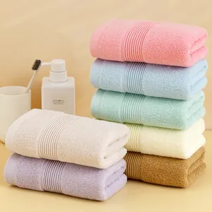 Pure Cotton Face Towel High Absorbency Soft Xinjiang Long-staple Cotton Bathroom Towel Combed Striped Dobby Border Face Washing Towel