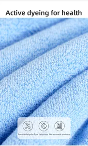 Macro detail of soft light blue cotton towel showing premium loops and thick texture