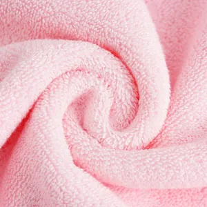 Soft pink cotton towel with high-absorbent thickened texture and fluffy spiral fold