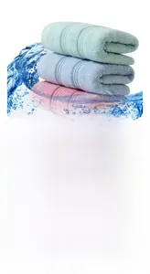 Macro detail of wave embossed cotton towels in pastel colors with water splash effect