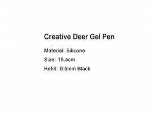 Technical specs showing 15.4cm length and 0.5mm black ink for the deer silicone gel pen