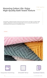 Detail of 100% cotton towel featuring premium twill weaving and soft looped texture