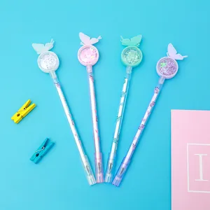 Lot de stylos à gel papillon à paillettes en quatre couleurs pour bureau et école
