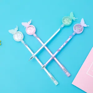 Lot de 4 stylos gel mignons à paillettes et papillons aux couleurs pastel pour l'école