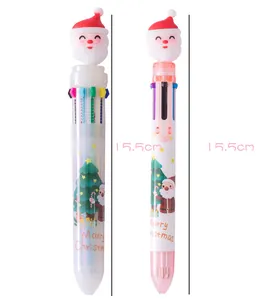 Detail view of 15.5cm multicolor Christmas ballpoint pen with 3D Santa topper