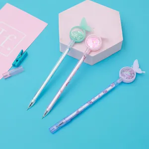 Stylos gel papillon à paillettes avec corps transparent pour l'école et le bureau
