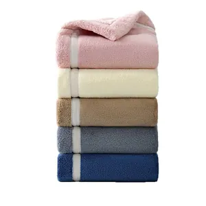 Thick coral fleece towel set in five colors with soft texture and absorbent fiber
