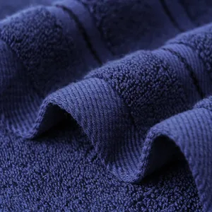 Set di asciugamani da bagno in cotone a coste blu navy con morbida trama assorbente