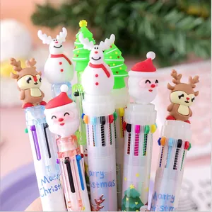 Christmas Multicolor Ballpoint Pen Press Style Cartoon Santa Claus Reindeer Writing Pen School Office Stationery Gift