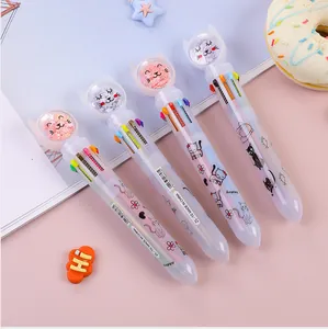 Set di quattro penne a sfera a 10 colori con orecchie di gatto, paillettes e cartoni