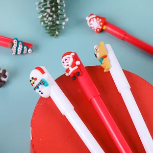 Set de stylos de Noël avec breloques 3D en silicone Père Noël, renne et bonhomme de neige