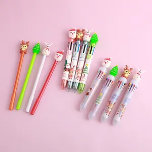 Kerst Cartoon Multicolor Balpennen En Gelpennen Kerstman Rendier Sneeuwpop Boom Siliconen Decoratie Briefpapier Cadeau