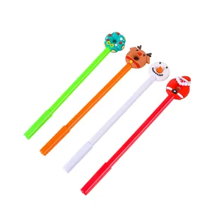 Set of four Christmas-themed donut gel pens with reindeer, snowman and Santa toppers