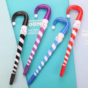 Set of 4 Christmas candy cane ballpoint pens in black, purple, blue and red colors