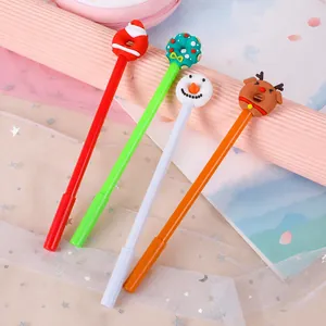 Set of 4 cute Christmas donut gel pens with snowman and reindeer PVC toppers