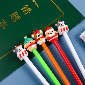 Détails de stylos de Noël colorés avec des figurines d'animaux en silicone festifs