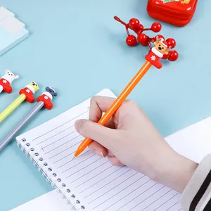 Creative Christmas reindeer neutral pen set with silicone cartoon pen toppers for students