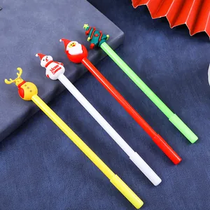 Set di penne gel natalizie con renne e pupazzi di neve su uno sfondo festoso a tema
