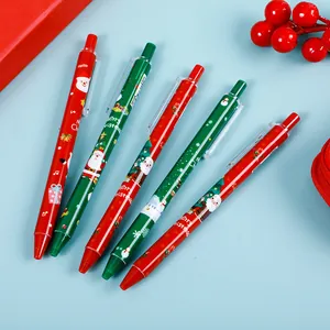 Détail du lot de 5 stylos à bille de Noël rétractables avec motifs festifs et Père Noël