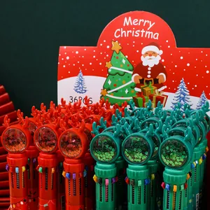 Christmas multi-color ballpoint pens with reindeer toppers in a 36-piece display box