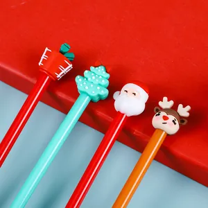 Coffret de stylos gel de Noël avec renne, Père Noël et sapin en silicone créatif