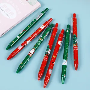 Gros plan de stylos gel rétractables de 0,5 mm aux motifs de Père Noël et de bonhomme