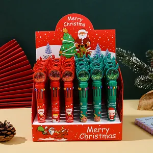 36-piece Christmas multi-color ballpoint pen set with Santa Claus and reindeer motifs