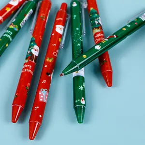 Coffret de stylos gel de Noël avec motifs Père Noël et renne sur fond bleu clair