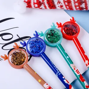 Weihnachts-Gelschreiber-Set mit Rentier-Pailletten und Cartoon-Geweihen in vier Farben