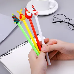 Set di 4 penne gel natalizie con decorazioni di renne, pupazzi di neve e Babbo Natale