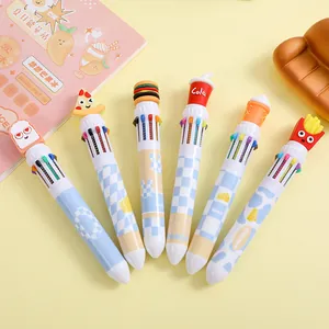 Cartoon Food Retractable Ballpoint Pen Cute Burger Fries Pizza Multi Color Pen For Student Stationery School Office Gift