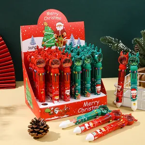 Christmas 10-color ballpoint pen set with reindeer antlers and festive display box