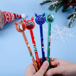 Kreativer Weihnachts Rentier Katze Pailletten Gelschreiber 0.5mm Kunststoff Spitze Süßer Cartoon Schreibwaren Für Schule Büro Schüler Geschenk