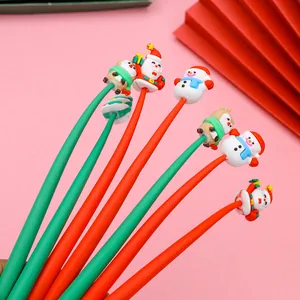 Christmas cartoon silicone top gel pens with Santa, snowman, and reindeer figures