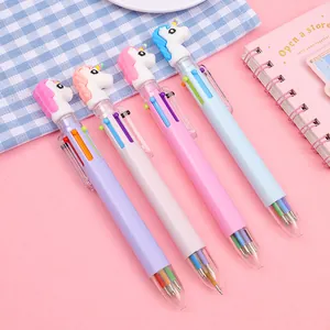 Detail of 10-color unicorn ballpoint pens with cartoon toppers for journaling
