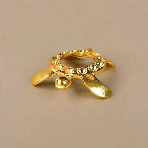 Golden turtle base stand for crystal balls, size 3.7x3.4x1cm, decorative alloy metal holder
