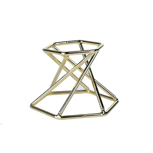 Minimalist geometric gold metal stand for crystal ball display and home decor