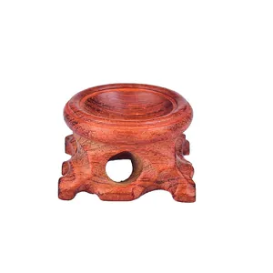 Redwood color carved wooden display stand for crystal balls and collectibles