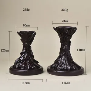Leaf carved resin display stands for crystals in two sizes with vintage brown finish