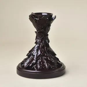 Retro Resin Leaf Carved Display Stand For Crystal Ball Sphere Holder Base Candlestick Home Table Decoration Desktop Ornament