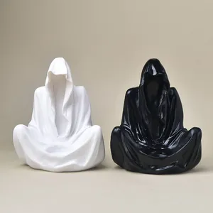 Mysterious Faceless Wizard Resin Ornament Crystal Ball Stand Gothic Witch Desktop Home Decor Statue Without Ball