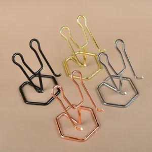 Minimalist hexagonal metal display stands in black, gold, silver and rose gold finishes