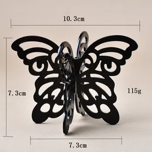 Detailansicht Schmetterling-Displayständer mit Maßen 10,3cm Breite und 7,3cm Höhe in Schwarz